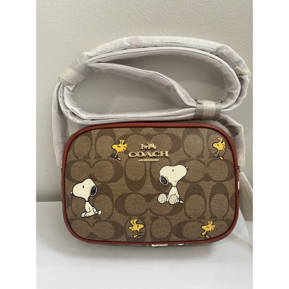 Coach X Peanuts Mini Jamie Camera Bag In Signature Canvas With Snoopy Woodstock - Picture 1 of 7